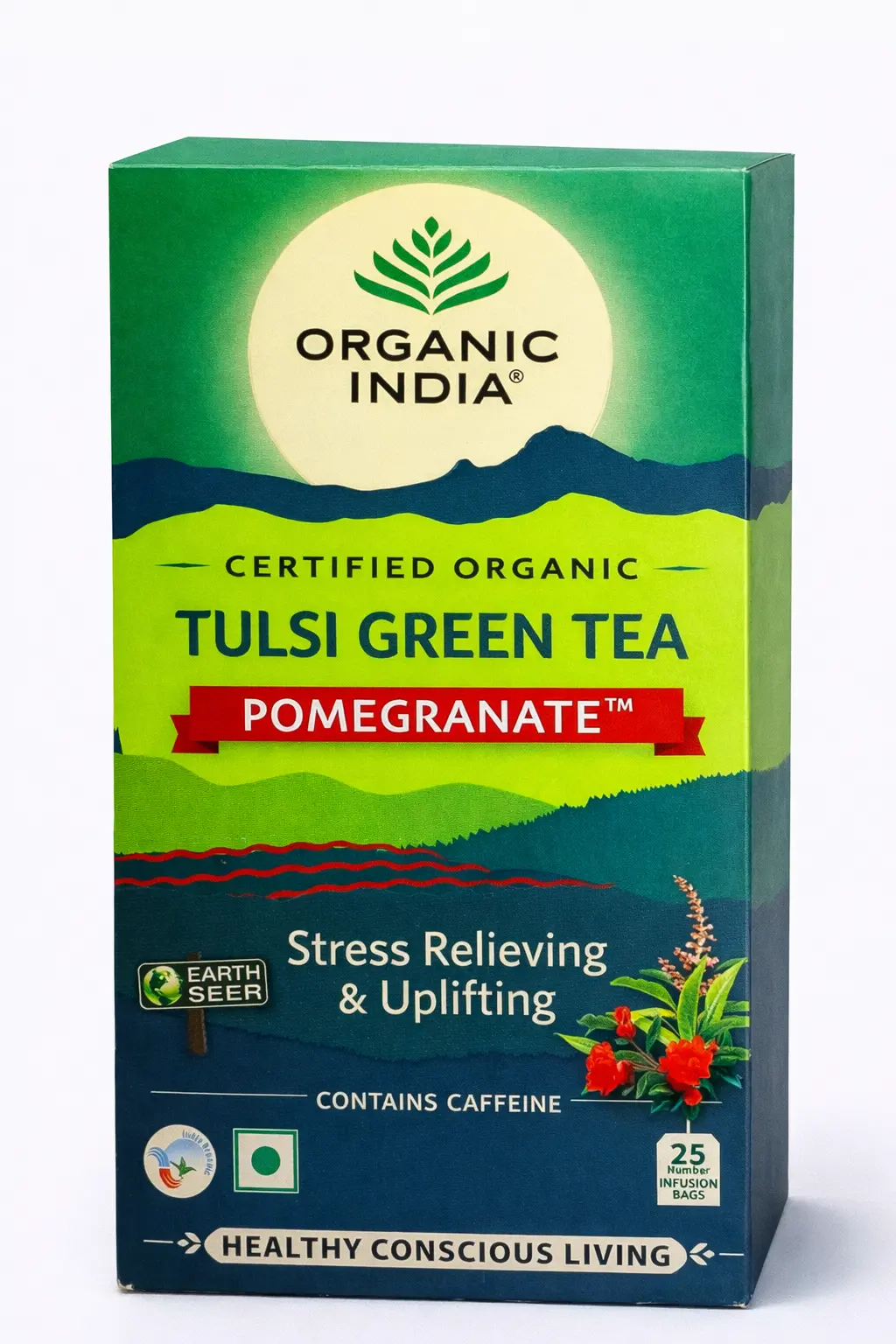 Organic India Tulsi Green Tea Pomegranate (25 Bags)