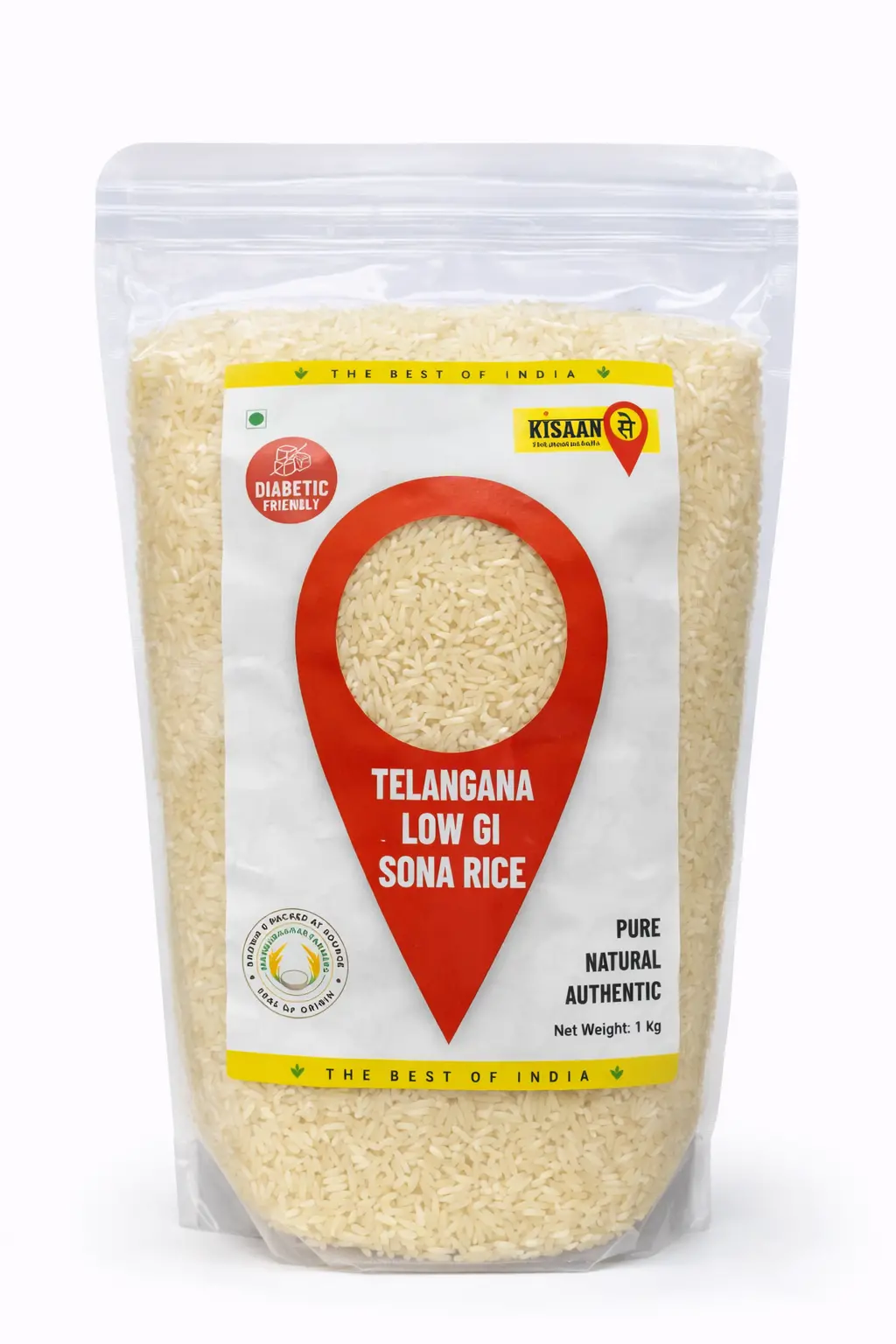Kisaan Se Telangana Low GI Sona Rice - 1 kg