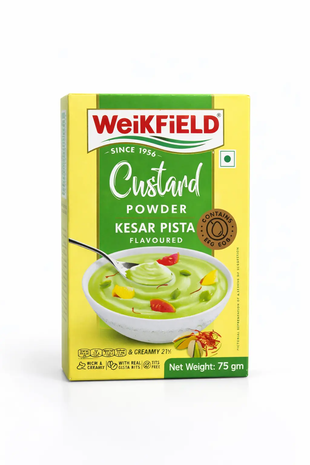 Weikfield Kesar Pista Custard Powder - 75 gm