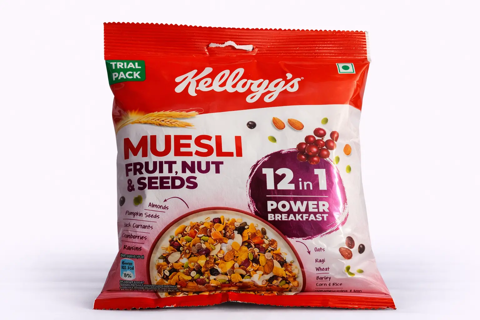 Kelloggs Muesli Fruit Nut Seeds Trial Pack 72 gm