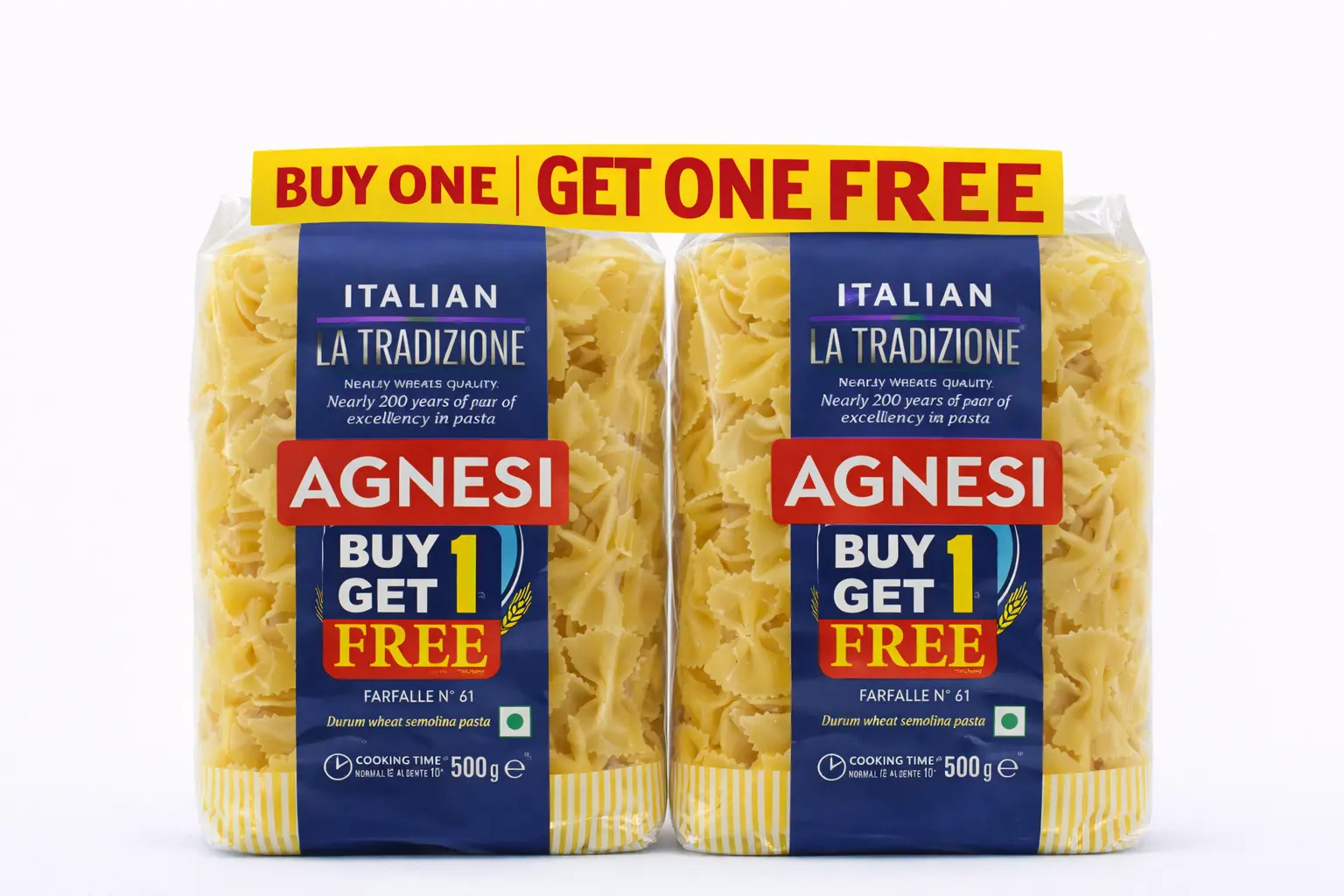 Agnesi Farfalle Pasta 500 gm Buy 1 Get 1 Free