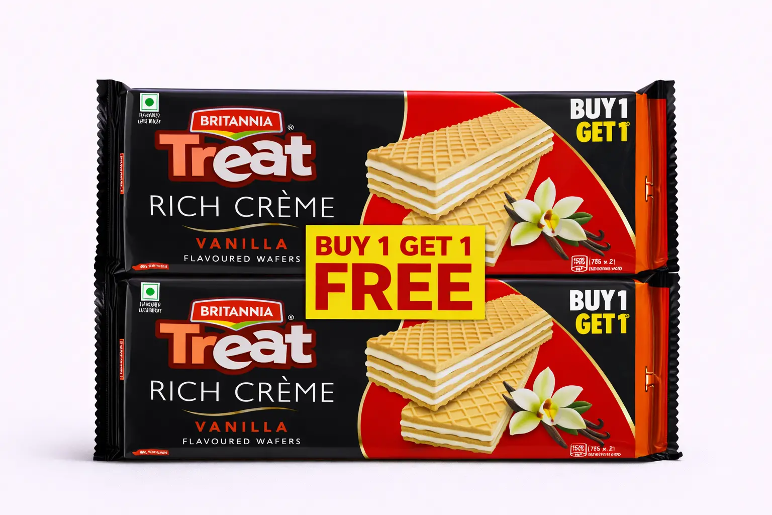 Britannia Treat Rich Crème Vanilla Wafers (Buy 1 Get 1 Free)