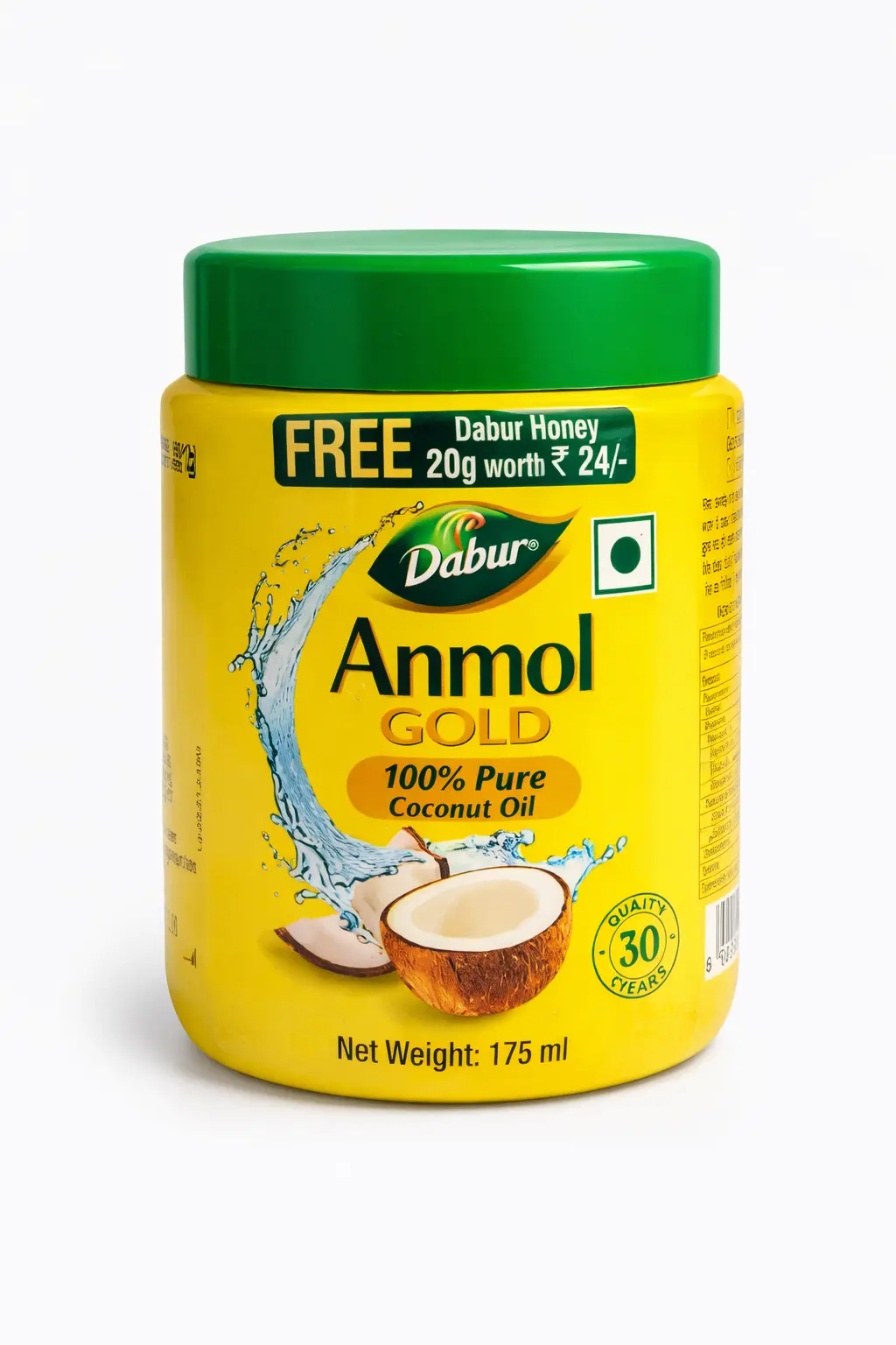 Dabur Anmol Gold Pure Coconut Oil - 175 ml + Free 20 gm Dabur Honey