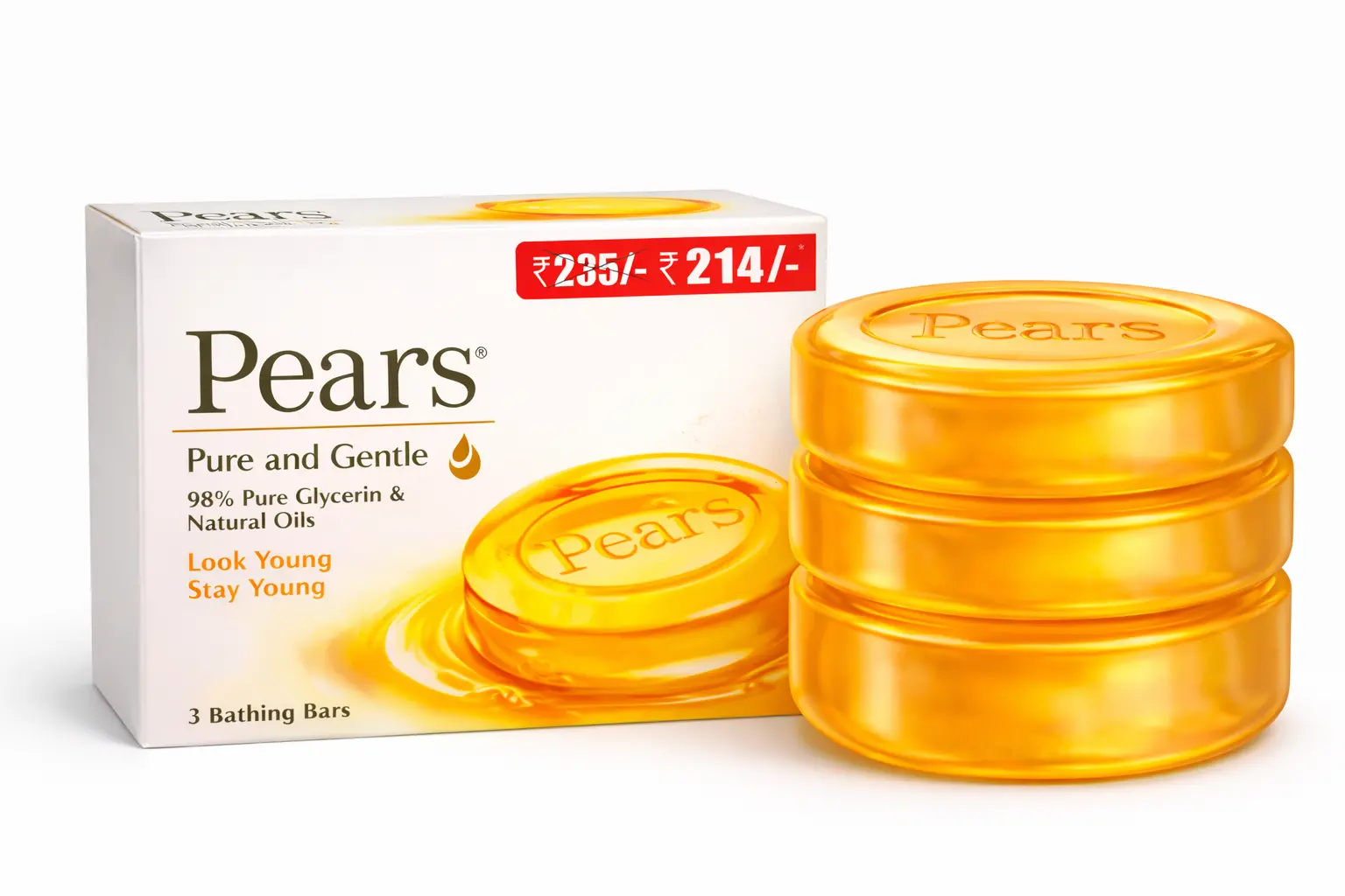 Pears Pure & Gentle Glycerin Soap – (125 gm x 3 Bars)