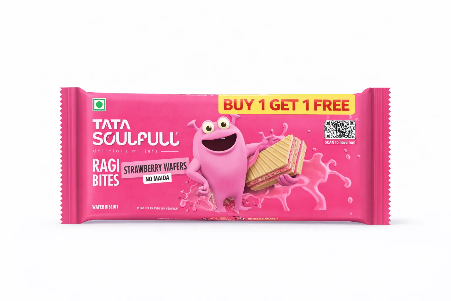 Tata Soulfull Ragi Bites Strawberry Wafers (Buy 1 Get 1 Free)